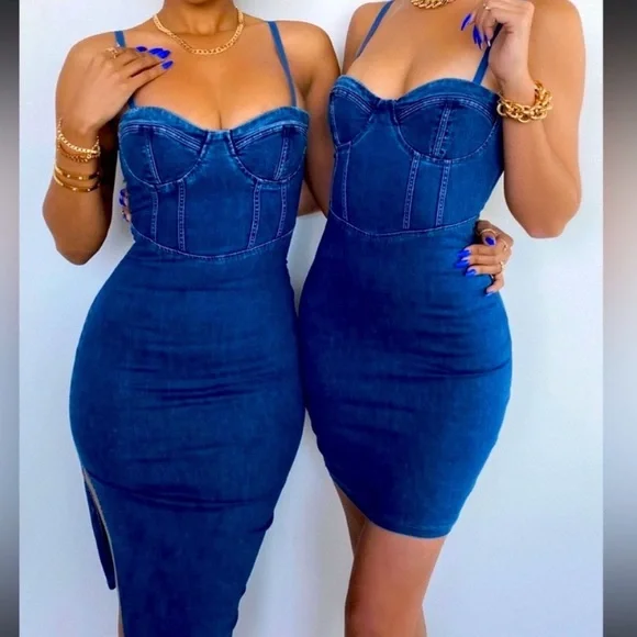 NWT Denim midi corset dress - Picture 3 of 6